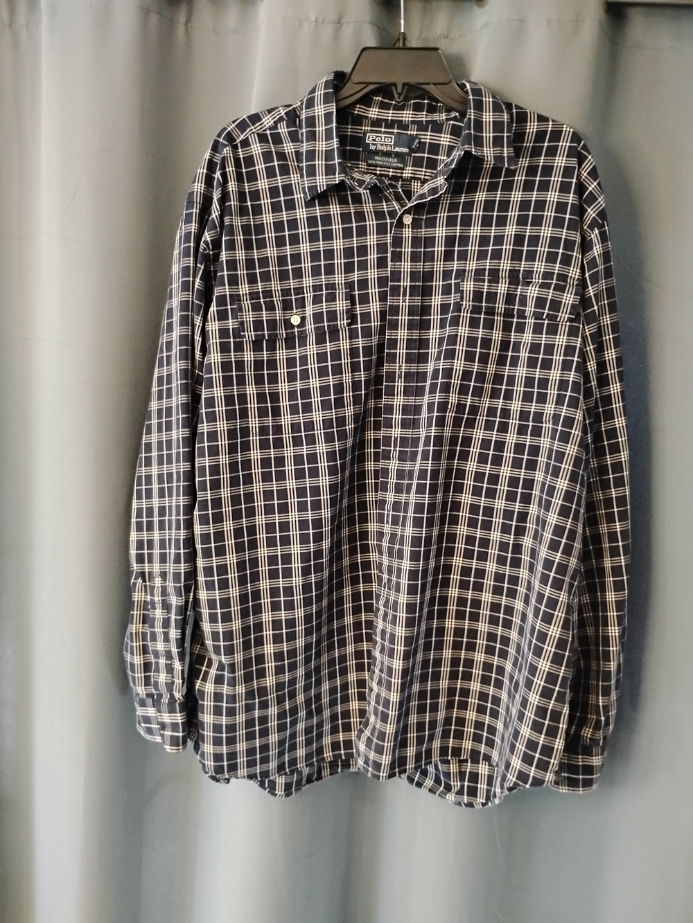 Polo by Ralph Lauren Navy and White Plaid Button-Down Shirt